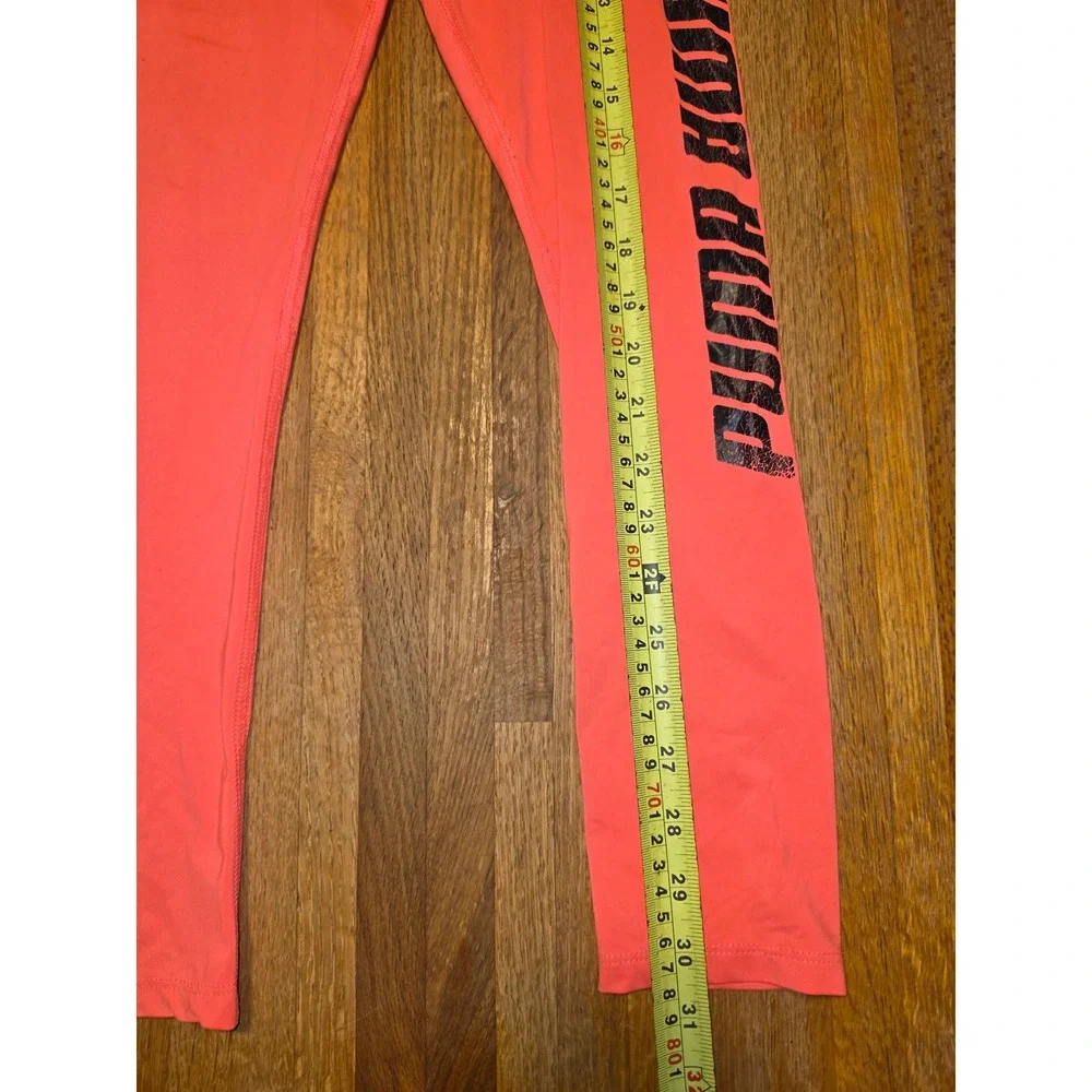 Puma Girls Medium 8-10 Neon Pink Coral Athletic Leggings Logo Graphic Pants